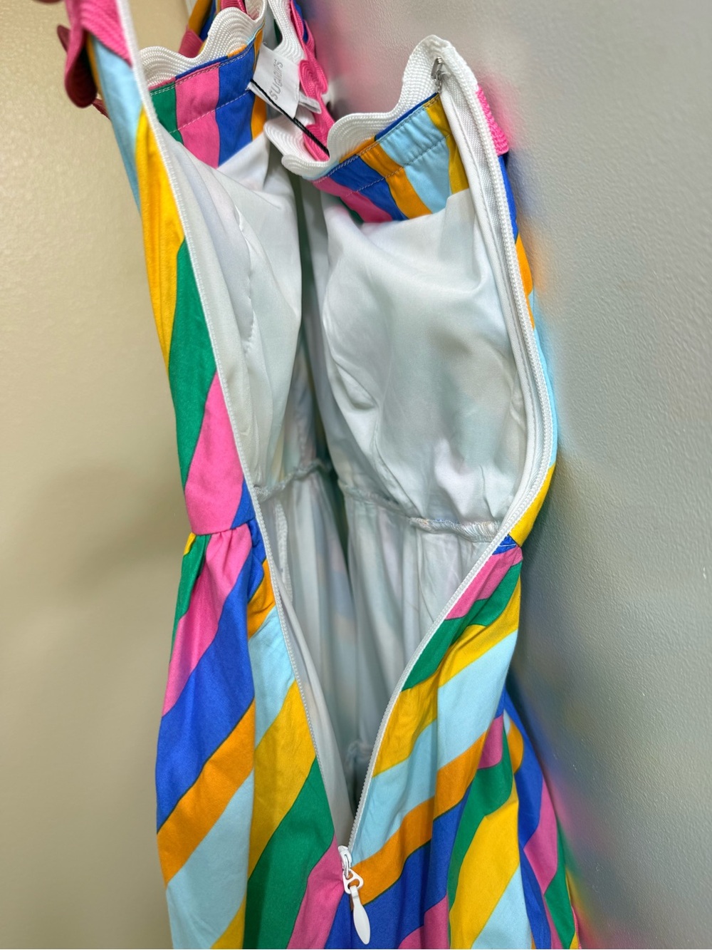 Sugarlips Multicolor Stripe One Shoulder Ruffle Tiered Mini Dress - Size XS NWT - Picture 12 of 15